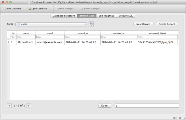 sqlite user row with password 3rd edition