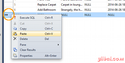 Screenshot of pasting data into a table in SSMS