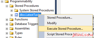 Initiating the execution of a stored procedure