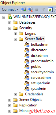 Screenshot of viewing server roles