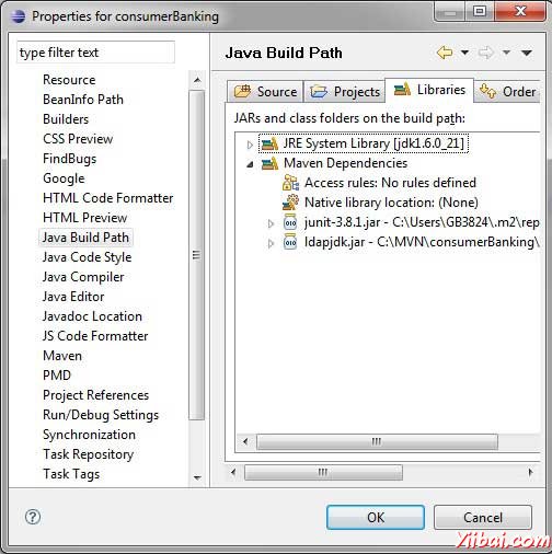 Java Build Path having Maven dependencies.