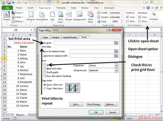 Sheet Options