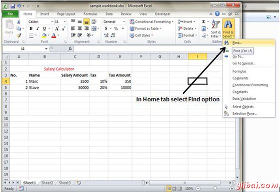 Find option in MS Excel