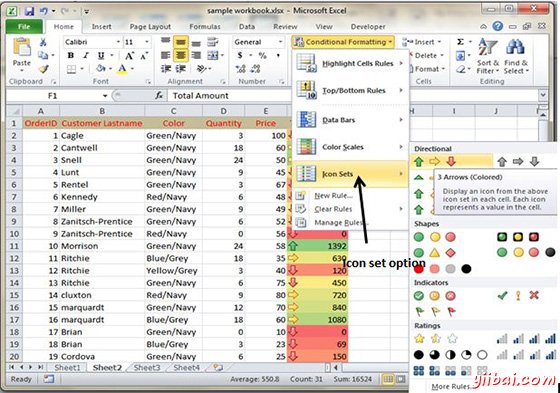 Icon Set Conditional Formatting