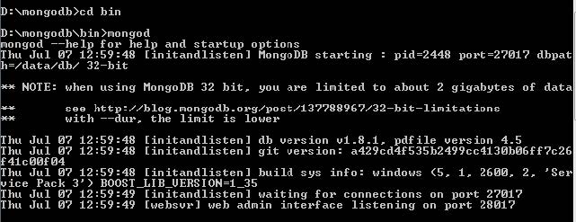 mongodb-run-windows-command