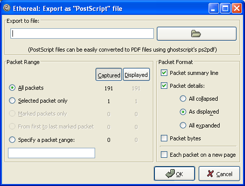 "Export as PostScript File" 对话框