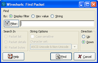 "Find Packet/查找包"对话框