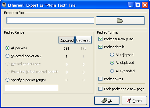 "Export as Plain Text File"对话框
